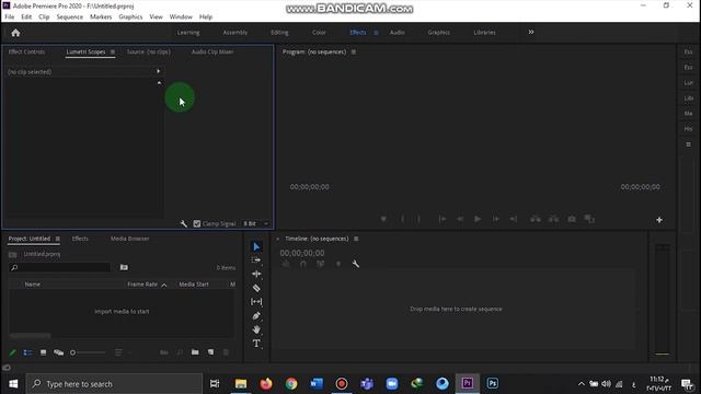 شرح واجهة أدوبي بريمير- وفتح مشروع عليه|  adobe premiere Interface