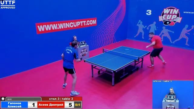 Гапонов Алексей 0-3 Асеев Дмитрий  Турнир Восток 5 WIN CUP 25.12.20 Прямая трансляция Зал 3