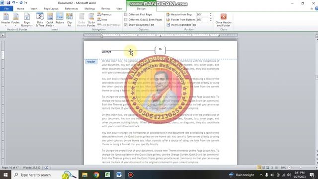 50 || Page Number || Headers and Footers in Microsoft Word || How to add chapter title