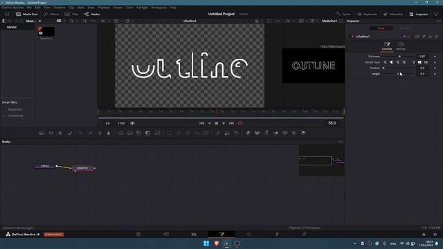 Outline Text Animation in Davicni Resolve 19