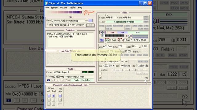 04 VirtualDub Analizando los vídeos con Gspot