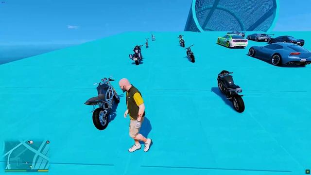 BIKES VS SUPER CARS SPEED TEST | ON BIG RAMP | GTA 5 GAMEPLAY