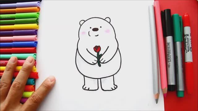 Как нарисовать Полярного Медведя с Розой
