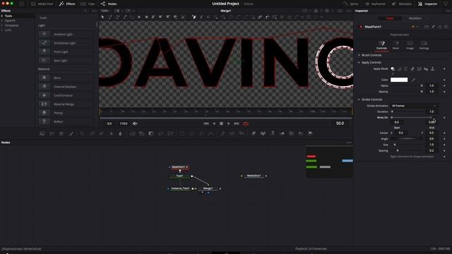 How to Animate an Outline in Davinci Resolve?