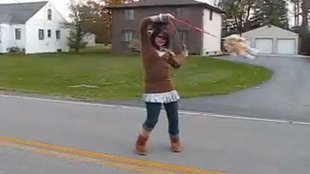 Debbie and Stacey take their dog for a walk