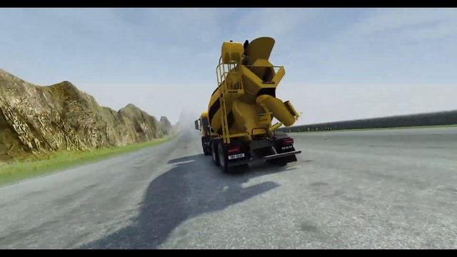 Truck MAN TGS Euro 6 Cement Mixer Fails Crash in Steep Road - BeamNG.Drive