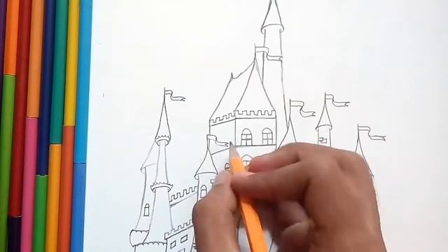 How to draw a Castle l Princess Castle Drawing