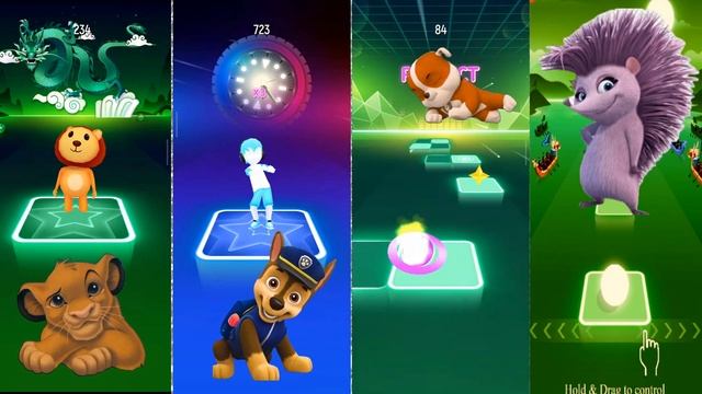 Paw Patrol Chase end Rubble Vs Hedgehog Vs Lion 🔝 Tiles Hop EDM Rush