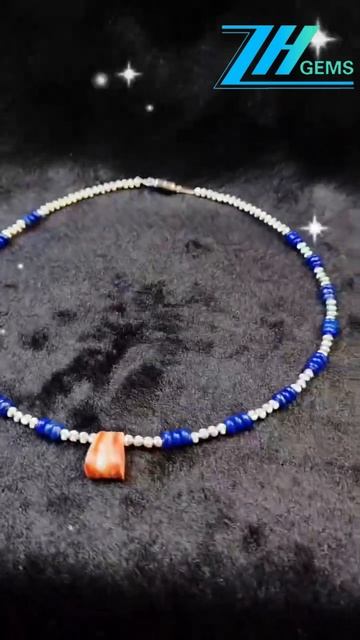 GN-20250312-05 S925 silver strings lapis lazuli and red spiny oyster to create an oriental style