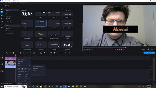 Add The Scroll Down Title In Movavi Video Editor 2023