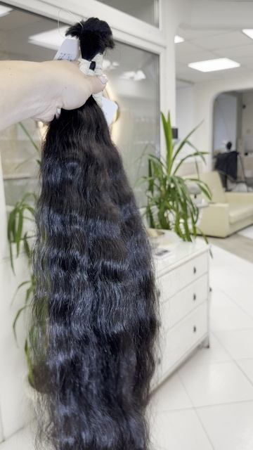 BUENOHAIR черные 50см кудри славянские волосы для наращивания
