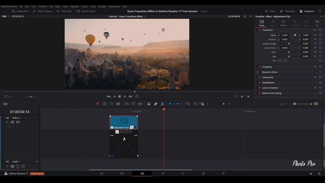 Zoom Transition Effect in DaVinci Resolve 17 Free Version