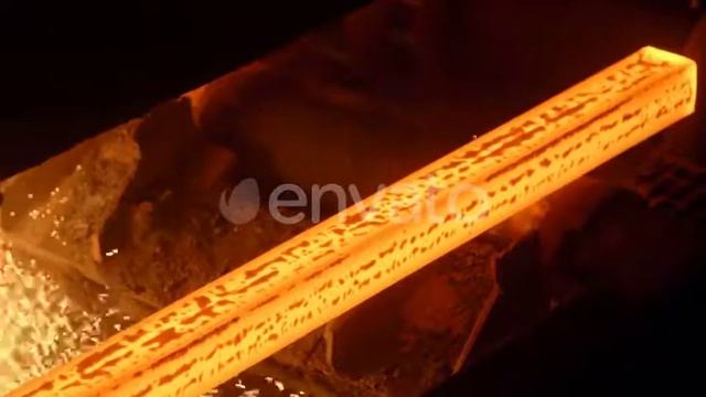 Hot Steel Billets Continuous Casting at a Metallurgical Plant | Stock Footage - Videohive