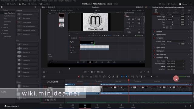 Resize a clip manually into the timeline in DaVinci Resolve