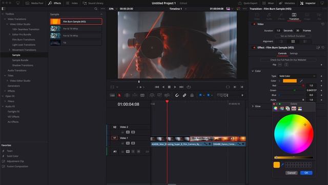 Free Film Burn Transition for Davinci Resolve