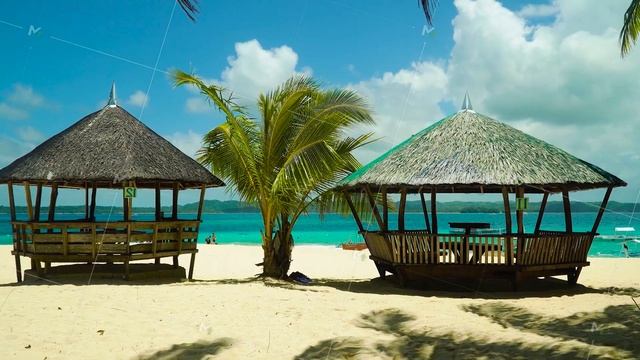 Tropical beach with Bungalow.