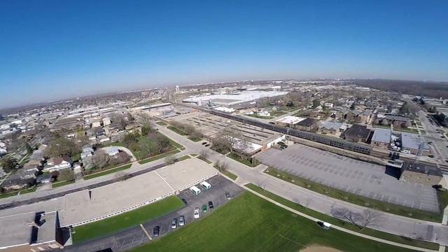 Drone View of a Metra over Franklin Park