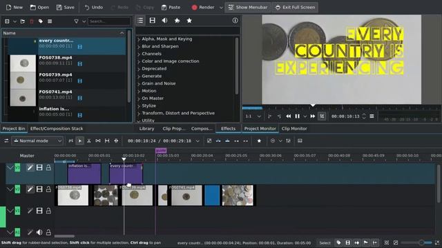 Using the new (KDENLIVE 22.04) Typewriter Effect for Text Introdution