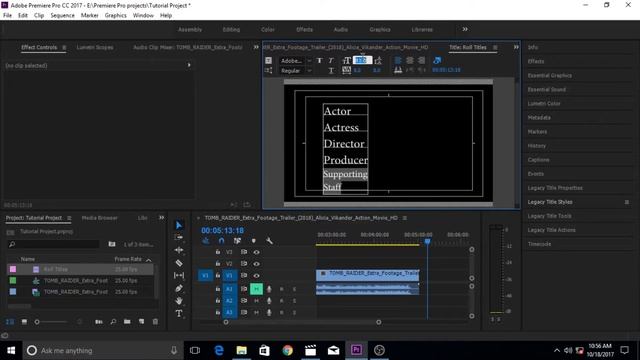 Adobe Premiere Pro CC - 63 - How to Create Roll Titles in Premiere Pro