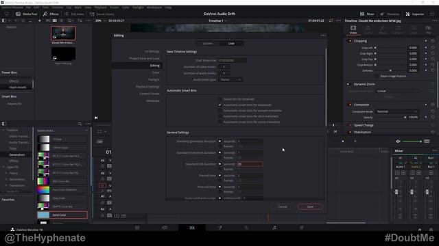 Choose Default Image Duration in DaVinci Resolve [ Length of Still in Timeline ] Tutorial