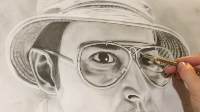 Johnny Depp Time Lapse - Raoul Duke - Fear and Loathing in Las Vegas - Charcoal  Drawing