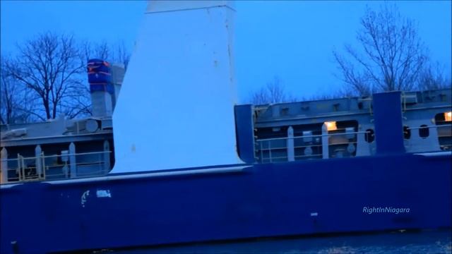 Ship AMBER approaching Lock 1, Welland Canal 2015