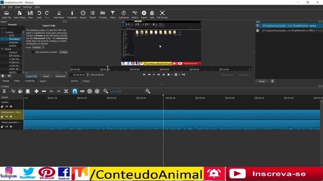 ShotCut - corrigir erro de export de videos ...