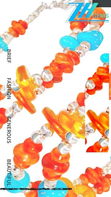 GN-20250312-02 Natural Orange spiny oyster amber and turquoise meet on the S925 silver double layer