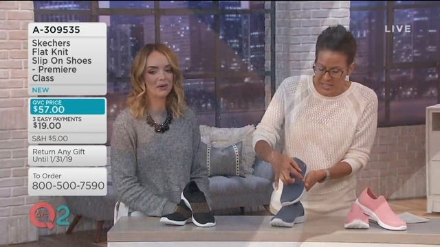 Skechers Flat Knit Slip On Shoes - Premiere Class on QVC