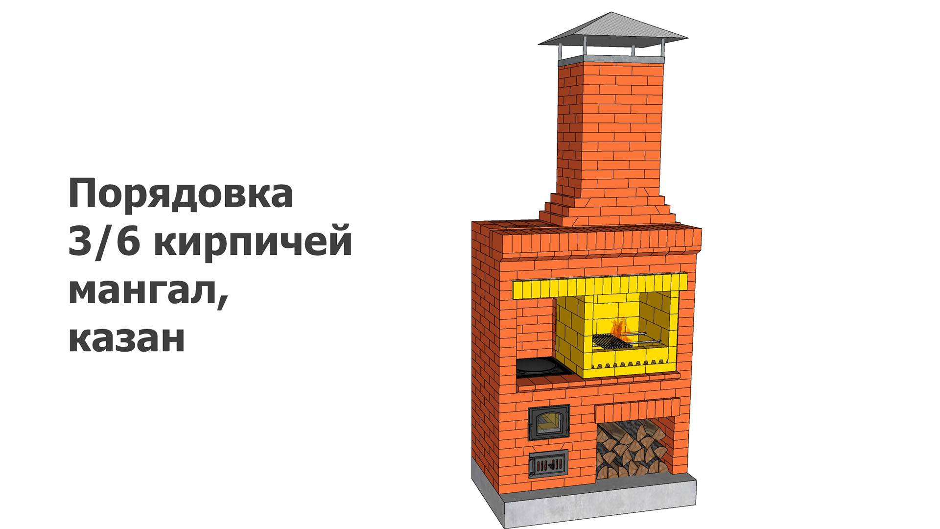 Порядовка 3/6 кирпичей мангал, казан