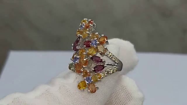 Кольцо с натуральными сапфирами "Вальс цветов"