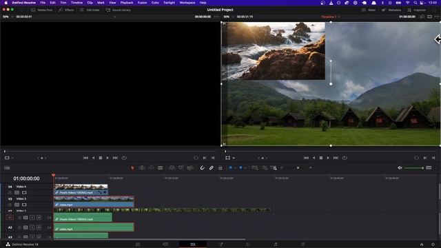 Multiple Clips, Resize, and Zoom in Davinci Resolve