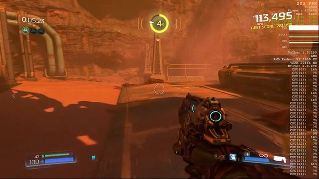DOOM 1080P ULTRA - 5mbps stream  AV1 codec test - OBS -  Radeon 7900XT