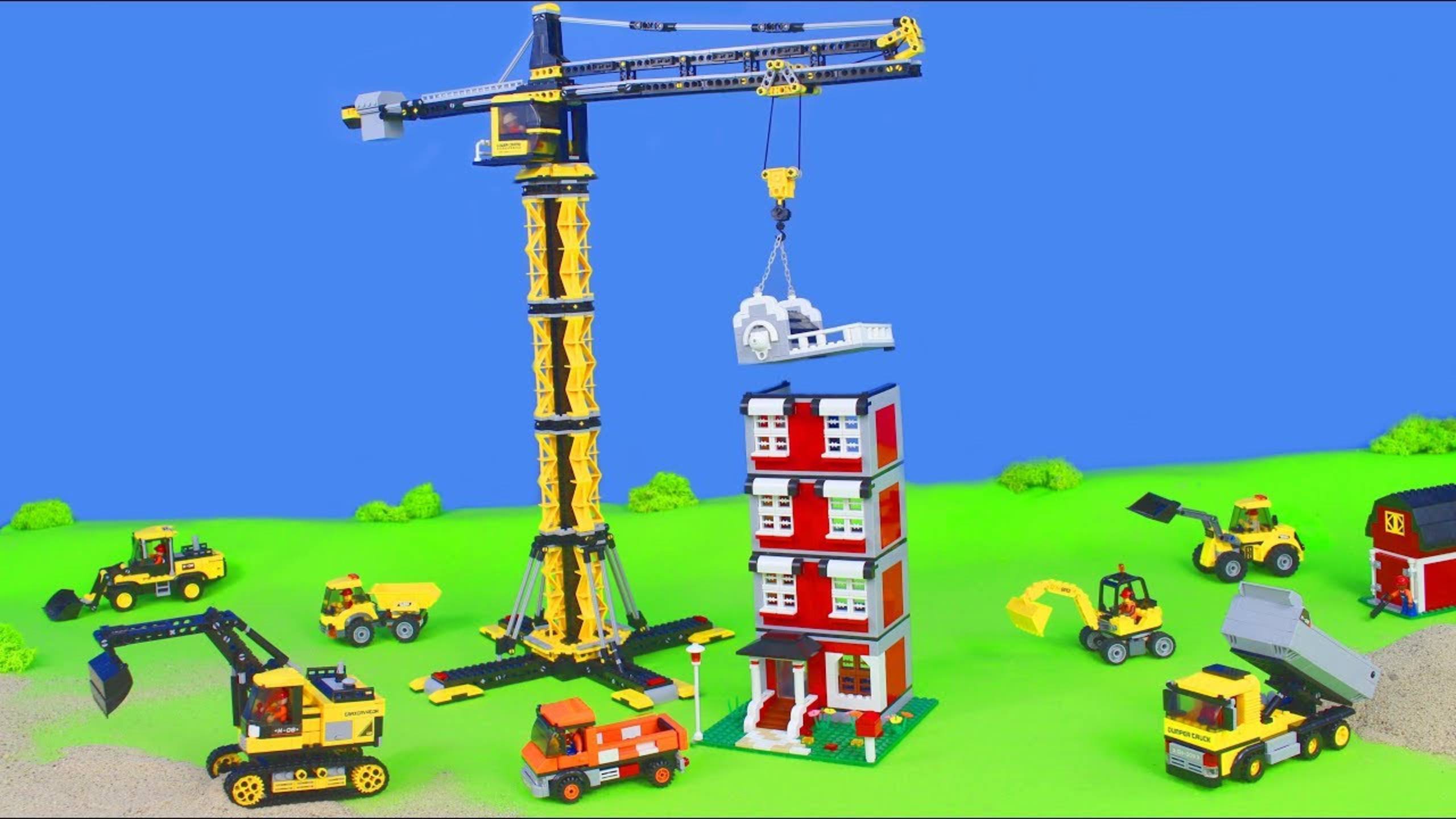 Экскаватор, грузовик, кран, грузовик и игрушечные машинки Lego конструктор для детей