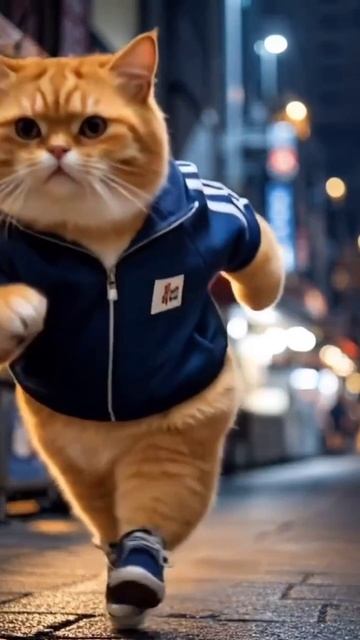 Рыжий котик не устоял перед едой