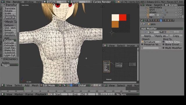 Vroid to Blender part 4 - Skin & edit mesh