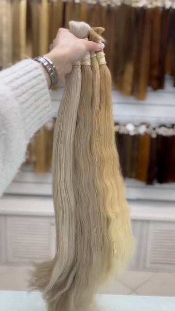 BUENOHAIR чистый блонд, волна 75 см  славянские волосы для наращивания