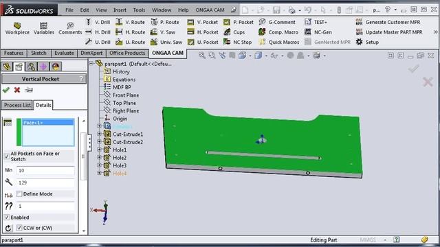 Parametric CNC programming using SolidWorks and ONGAA CAM