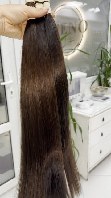 BUENOHAIR коричневые 70см, прямые славянские волосы для наращивания