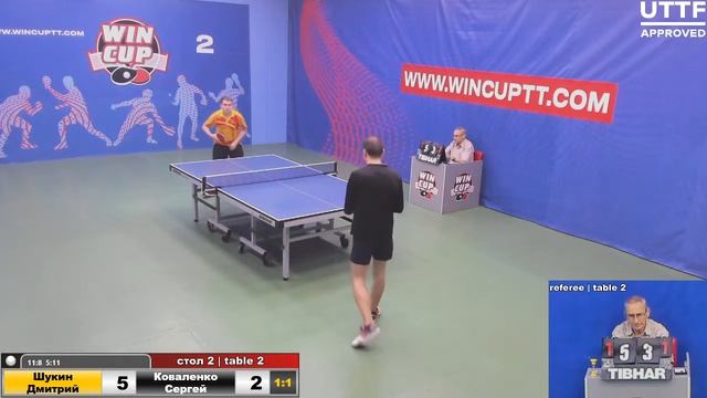 Шукин Дмитрий 3-1 Коваленко Сергей Турнир Восток 2 WIN CUP 17.06.2021. Прямой эфир Зал 2.