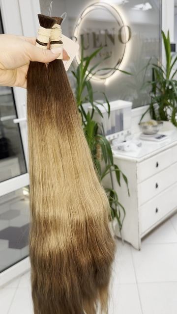BUENOHAIR  тёплый русый 60см, волнушки славянские волосы для наращивания
