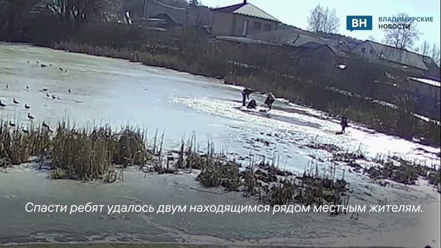 Появилось видео спасения двоих детей, провалившихся под лед во Владимирской области