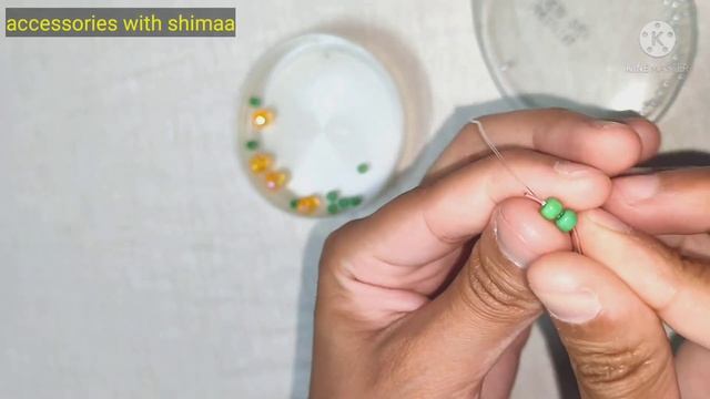 Orange fruit beaded bracelet with rings|اكسسوارات خواتم واساور بالخرز بشكل فاكهه البرتقال(اساور خرز