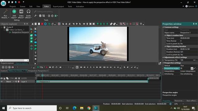 How to apply the perspective effect in VSDC Free Video Editor?