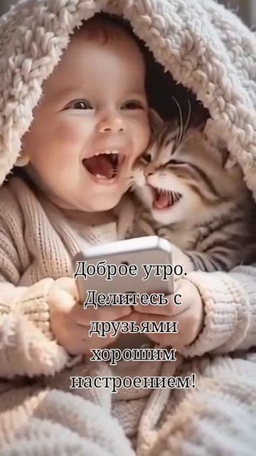 Доброе утро! Делитесь с друзьями хорошим настроением!👶😺🤗