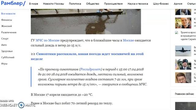 МЧС предупредило о дождях и порывистом ветре в Москве
