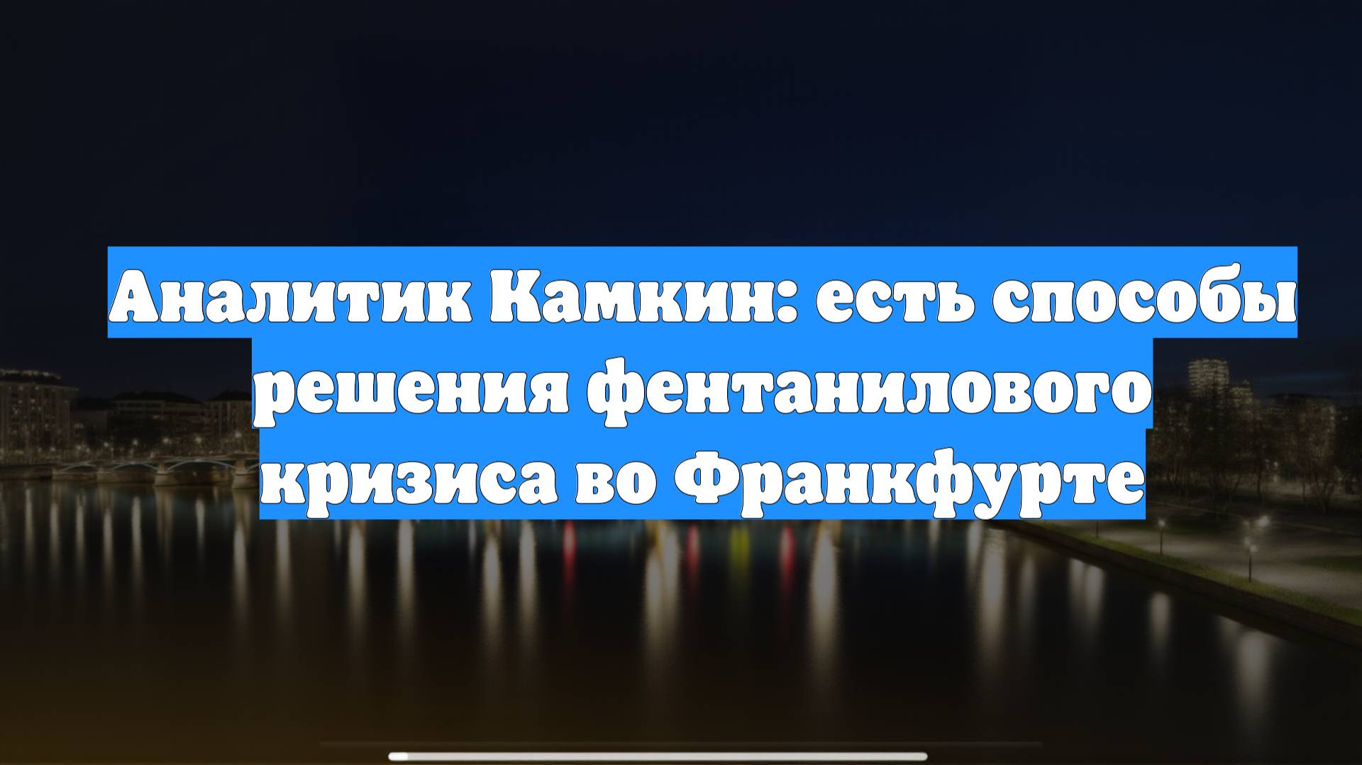 Аналитик Камкин: есть способы решения фентанилового кризиса во Франкфурте