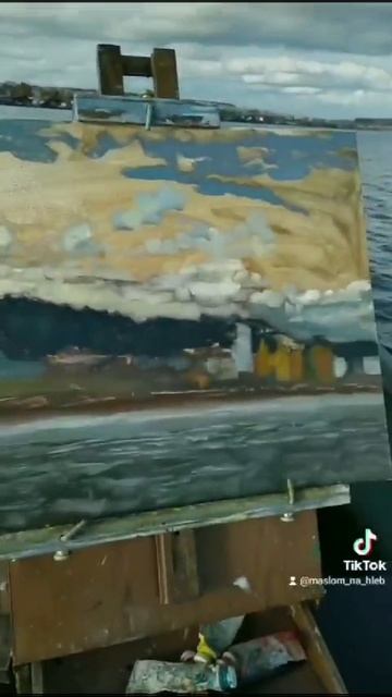 Процесс написания картины маслом с лодки в одной минуте.
"Октябреет в Верхних Сергах"