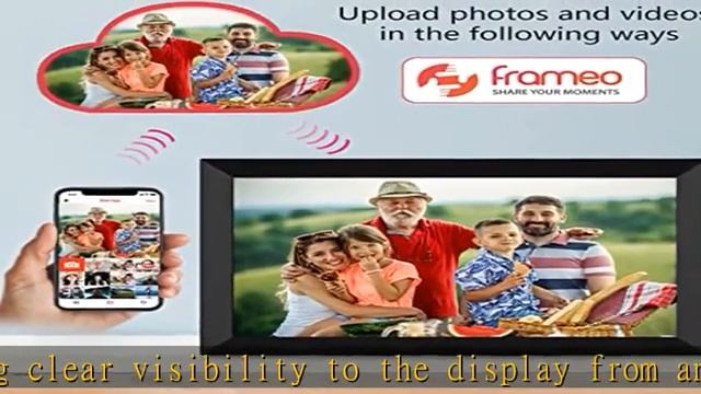 FRAMEO Digital Photo Frame 10.1 inch WiFi Smart Frame HD IPS Touch Screen, 16GB Storage, Auto-Rotat