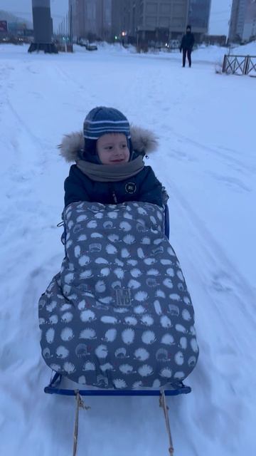 Володя едет на санях в детский сад . 13 марта